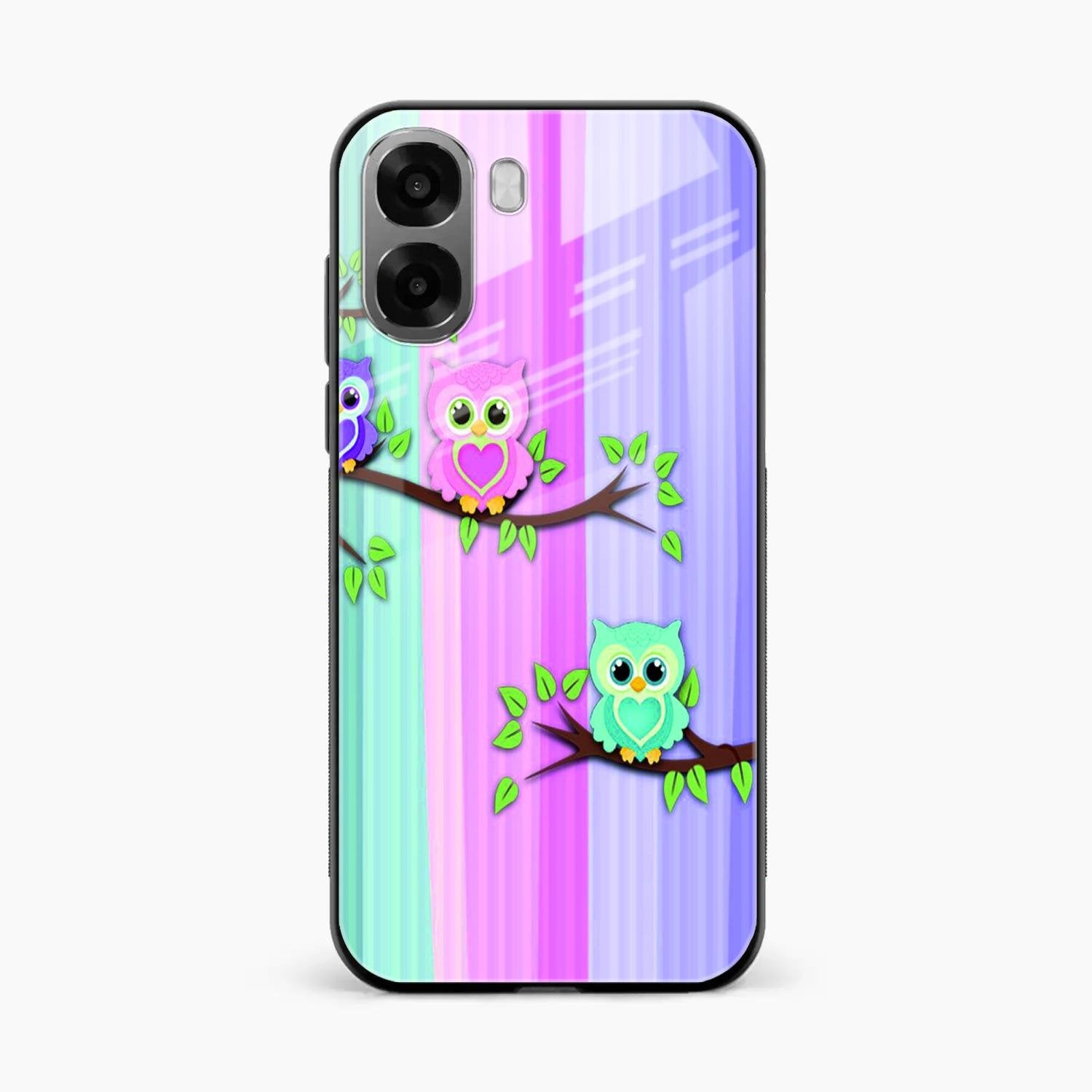 Owl Glossy Metal Case Cover For Oppo A6X 5G