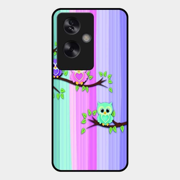 Owl Glossy Metal Case Cover For Oppo A79 5G