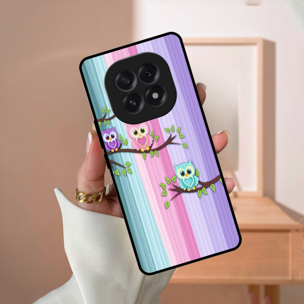 Owl Glossy Metal Case Cover For Oppo