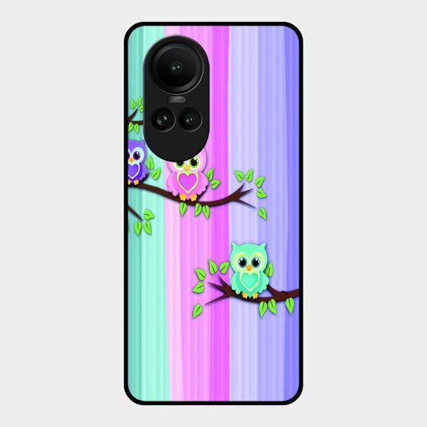 Owl Glossy Metal Case Cover For Oppo Reno 10 Pro 5G