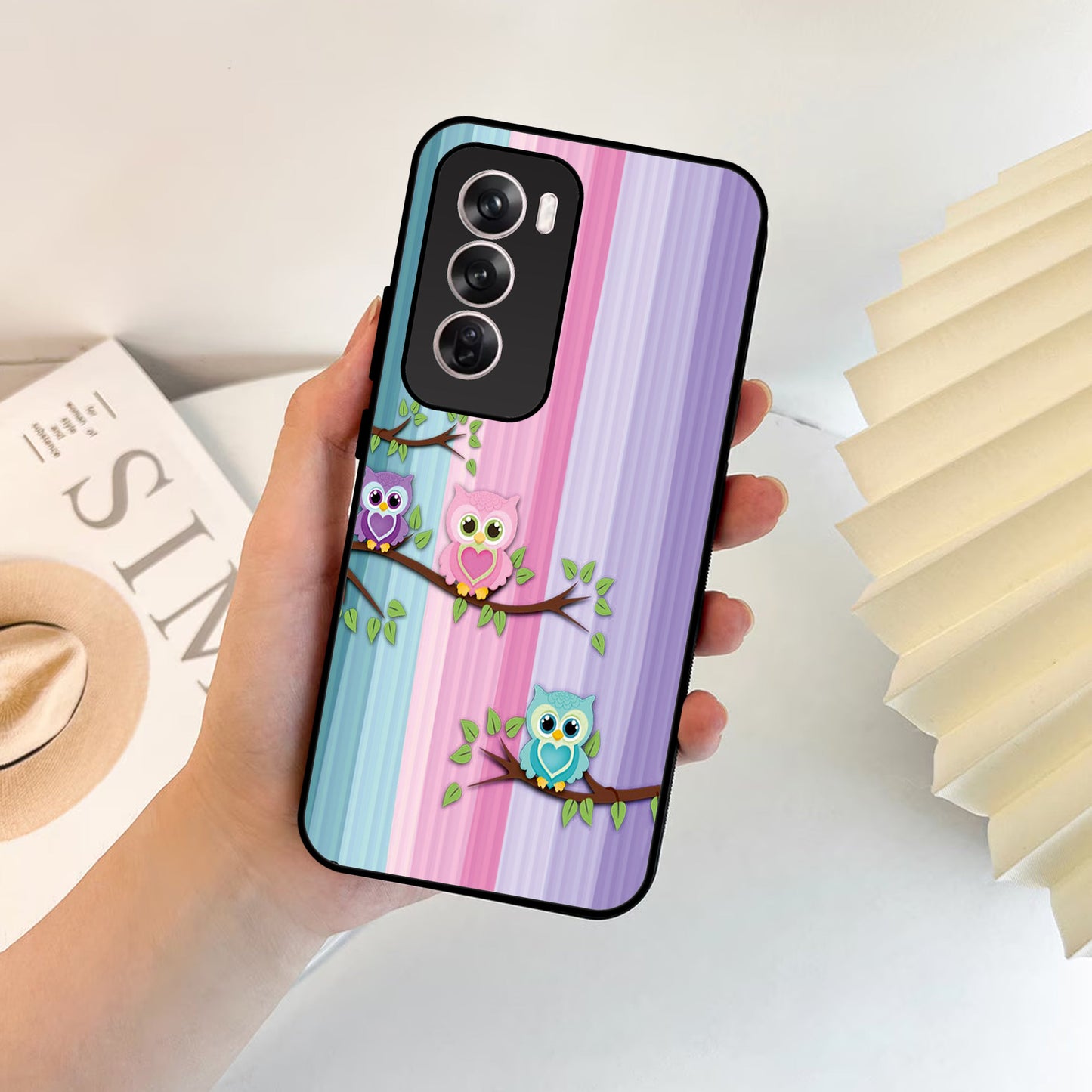 Owl Glossy Metal Case Cover For Oppo