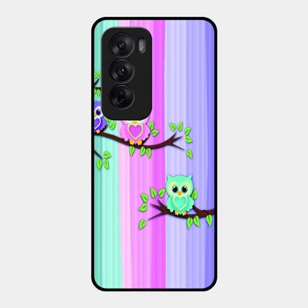 Owl Glossy Metal Case Cover For Oppo Reno 12 5G