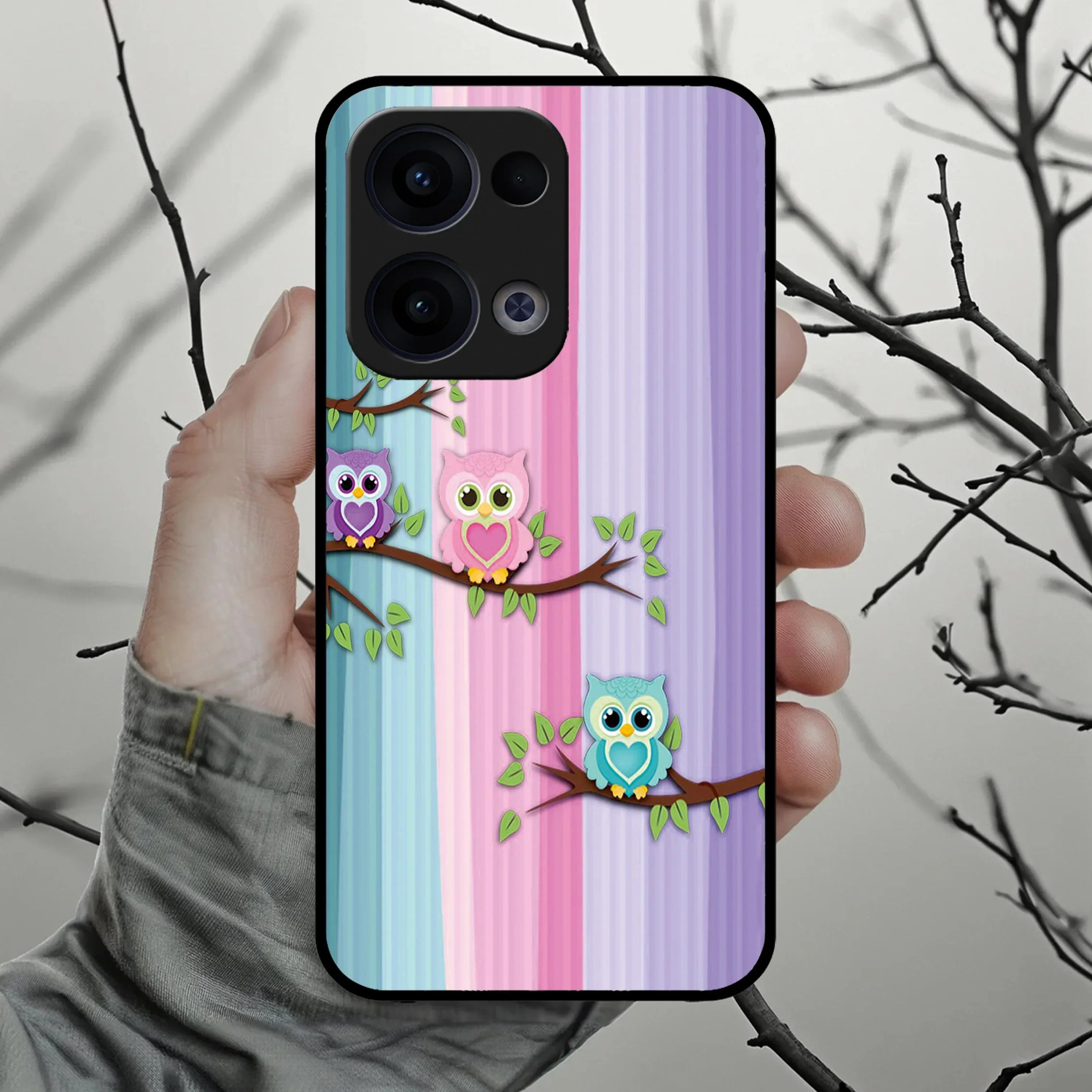 Owl Glossy Metal Case Cover For Oppo - ShopOnCliQ