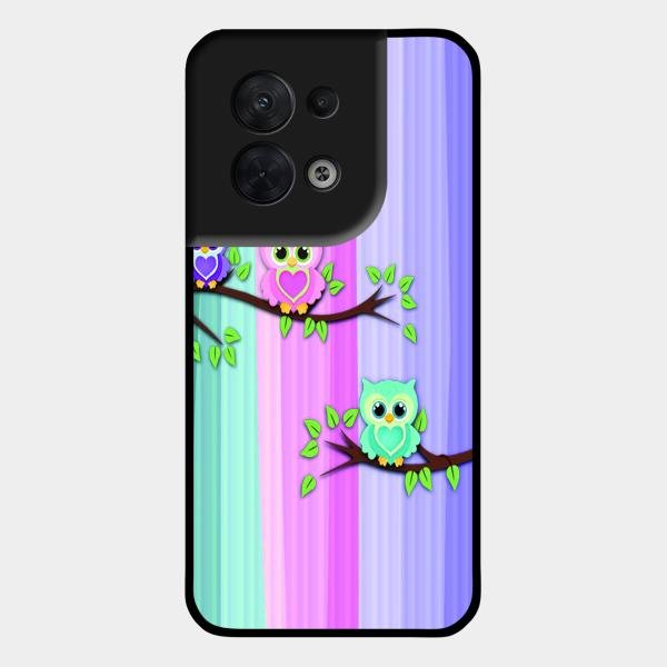 Owl Glossy Metal Case Cover For Oppo Reno 8 5G
