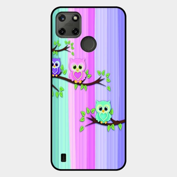 Owl Glossy Metal Case Cover For Realme C21Y
