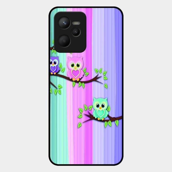 Owl Glossy Metal Case Cover For Realme C35