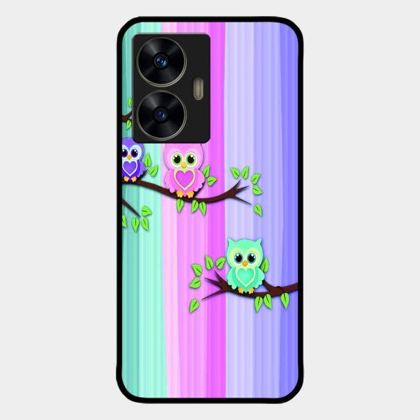 Owl Glossy Metal Case Cover For Realme C55