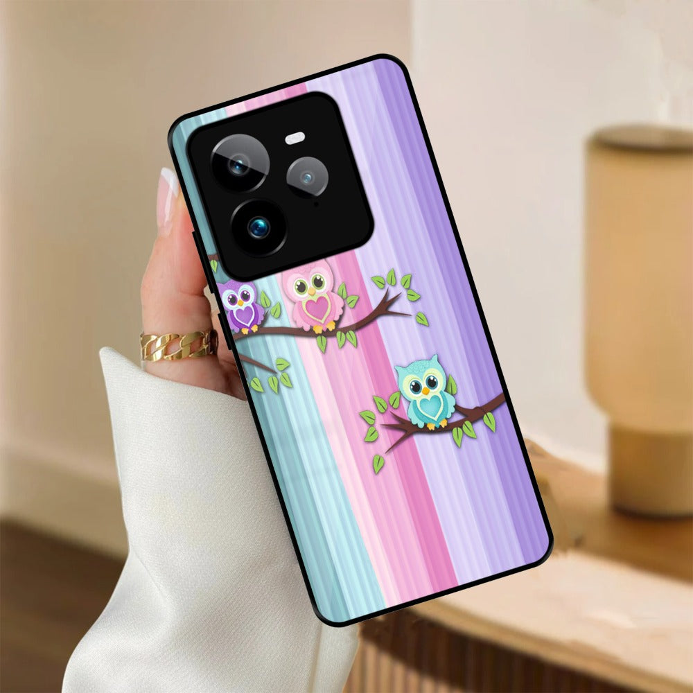 Owl Glossy Metal Case Cover For Realme