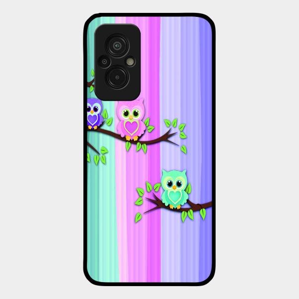 Owl Glossy Metal Case Cover For Redmi 11 Prime 4G