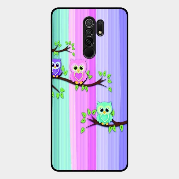 Owl Glossy Metal Case Cover For Redmi 9 Prime