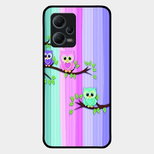 Owl Glossy Metal Case Cover For Redmi Note 12 5G