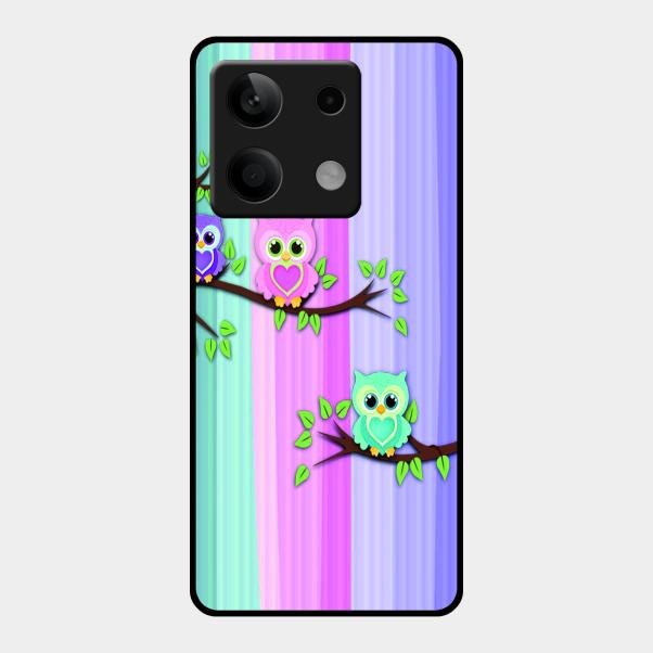 Owl Glossy Metal Case Cover For Redmi Note 13 5G