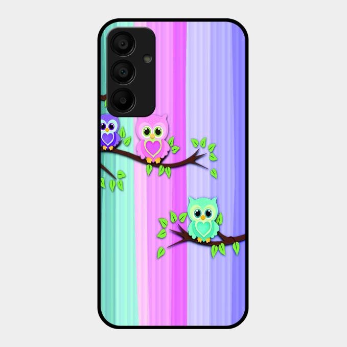 Owl Glossy Metal Case Cover For Samsung Galaxy A15 5G
