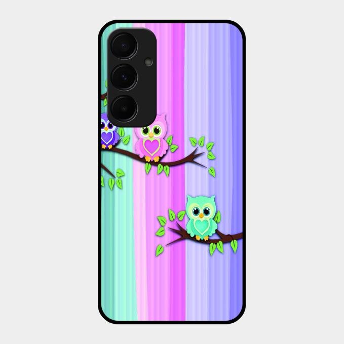 Owl Glossy Metal Case Cover For Samsung Galaxy A55 5G