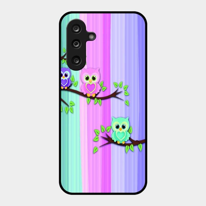 Owl Glossy Metal Case Cover For Samsung Galaxy F16 5G