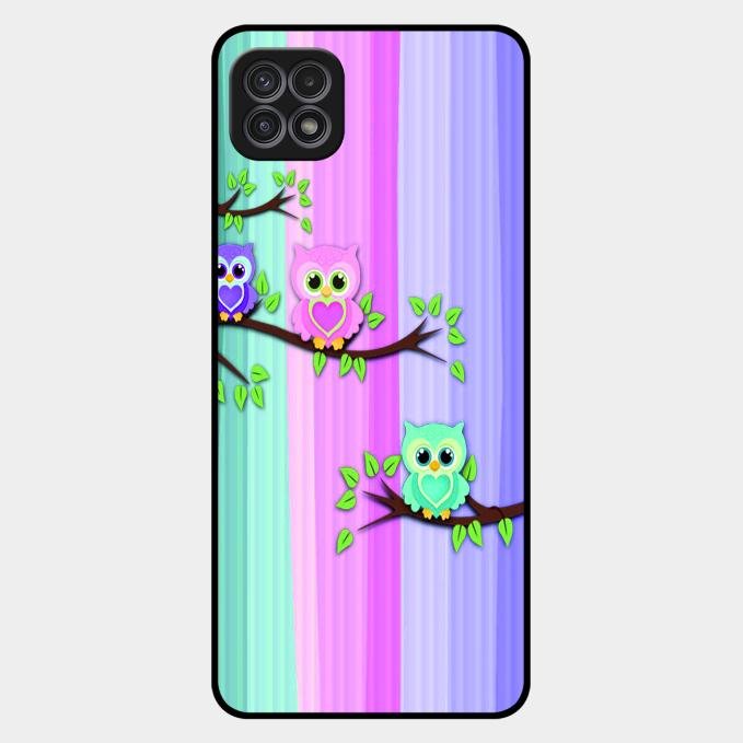 Owl Glossy Metal Case Cover For Samsung Galaxy F42 5G