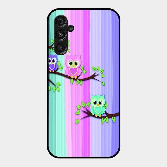 Owl Glossy Metal Case Cover For Samsung Galaxy M34 5G