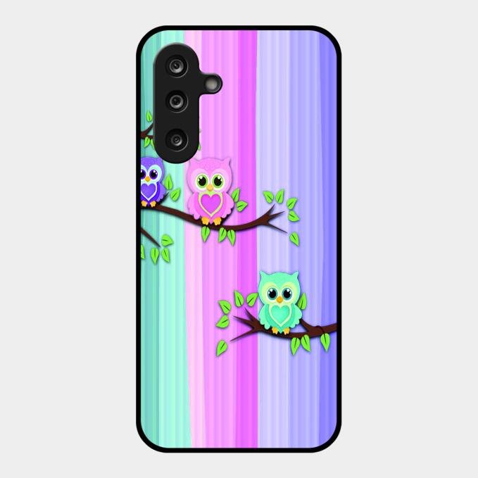 Owl Glossy Metal Case Cover For Samsung Galaxy M55S 5G