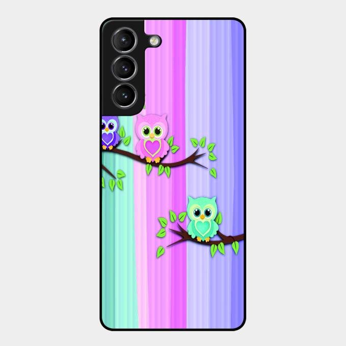 Owl Glossy Metal Case Cover For Samsung Galaxy S21 Plus