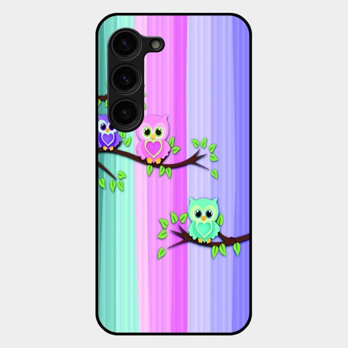 Owl Glossy Metal Case Cover For Samsung Galaxy S23 Plus 5G