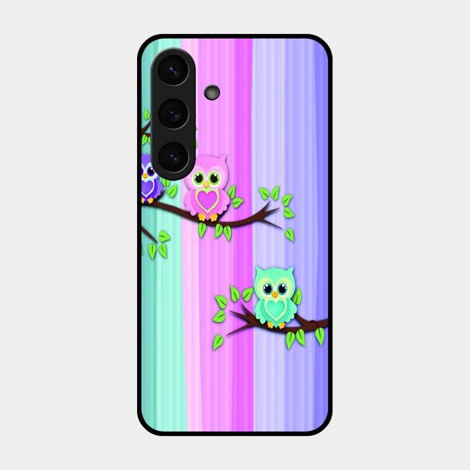 Owl Glossy Metal Case Cover For Samsung Galaxy S24 5G