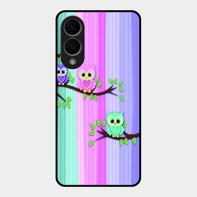Owl Glossy Metal Case Cover For Samsung Galaxy S25 Edge 5G