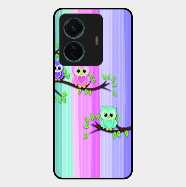 Owl Glossy Metal Case Cover For Vivo T1 Pro 5G