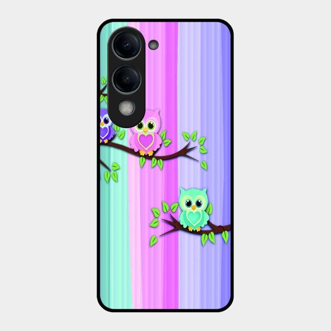 Owl Glossy Metal Case Cover For Vivo T4 Lite 5G