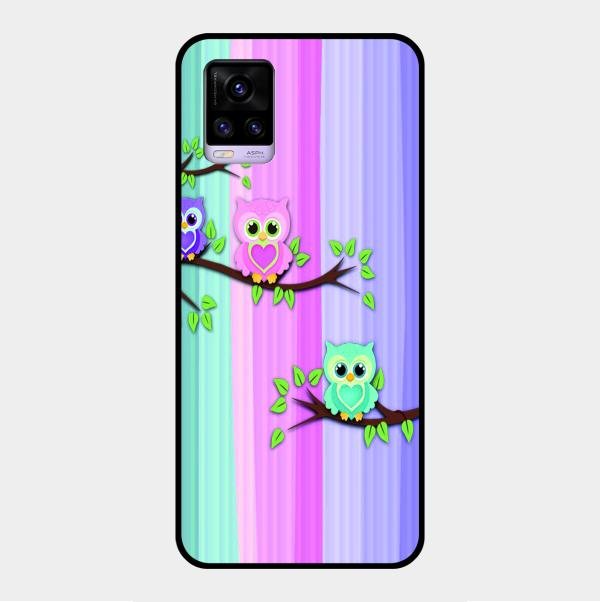 Owl Glossy Metal Case Cover For Vivo V20