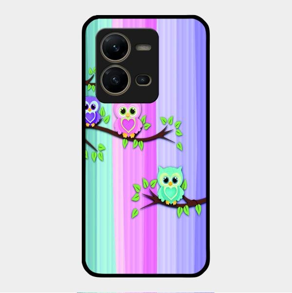 Owl Glossy Metal Case Cover For Vivo V25 5G