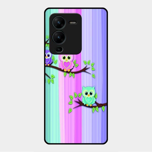 Owl Glossy Metal Case Cover For Vivo V25 Pro 5G