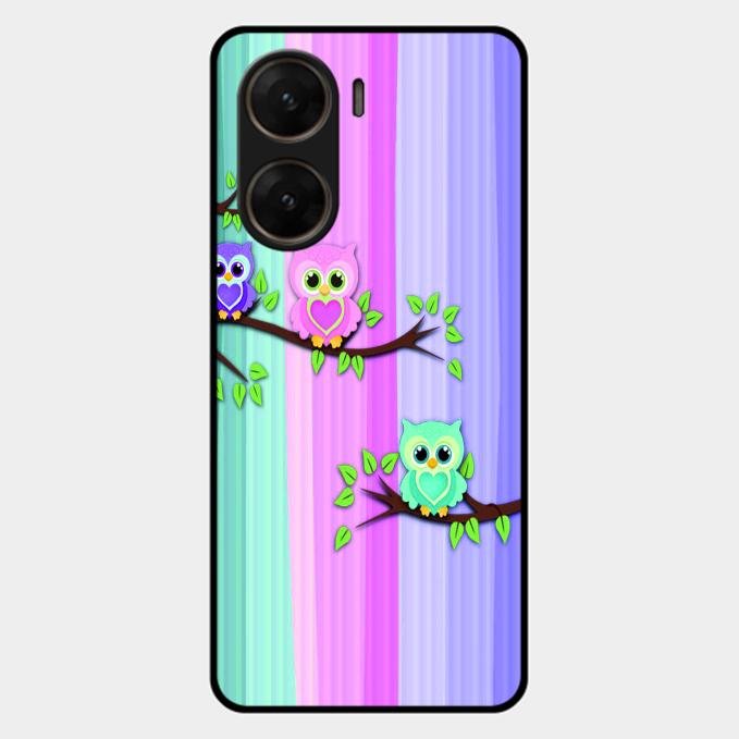 Owl Glossy Metal Case Cover For Vivo V29E 5G