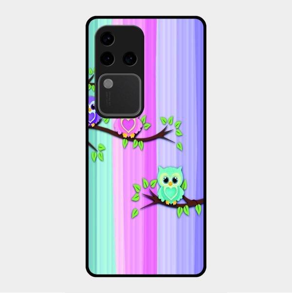 Owl Glossy Metal Case Cover For Vivo V30 Pro 5G