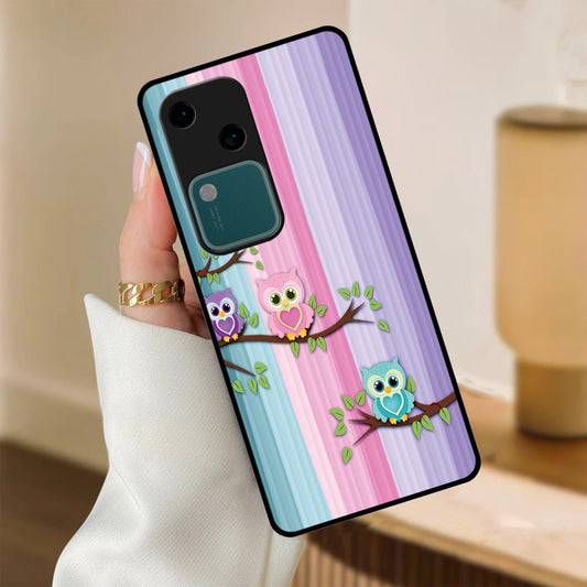 Owl Glossy Metal Case Cover For Vivo