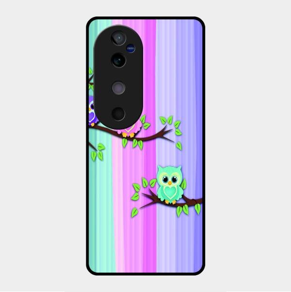 Owl Glossy Metal Case Cover For Vivo V40 5G