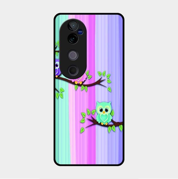 Owl Glossy Metal Case Cover For Vivo V40 Pro 5G