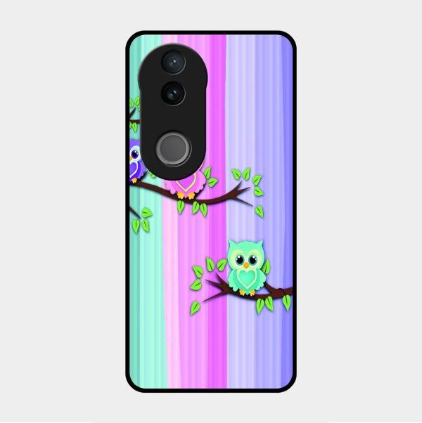 Owl Glossy Metal Case Cover For Vivo V50E 5G