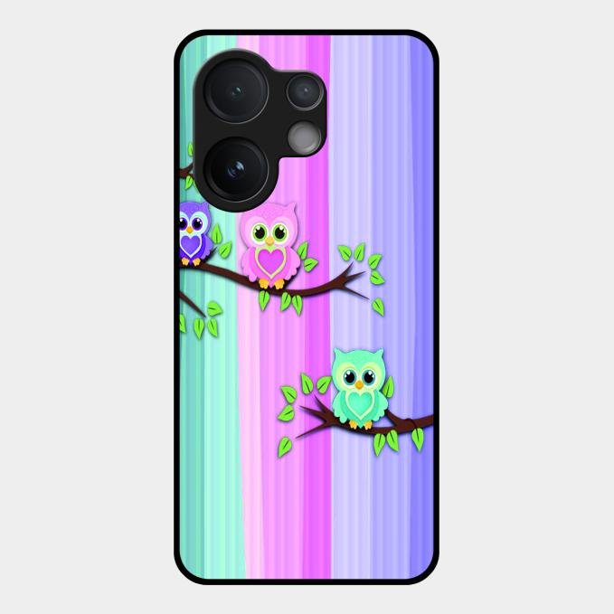 Owl Glossy Metal Case Cover For Vivo V60 5G