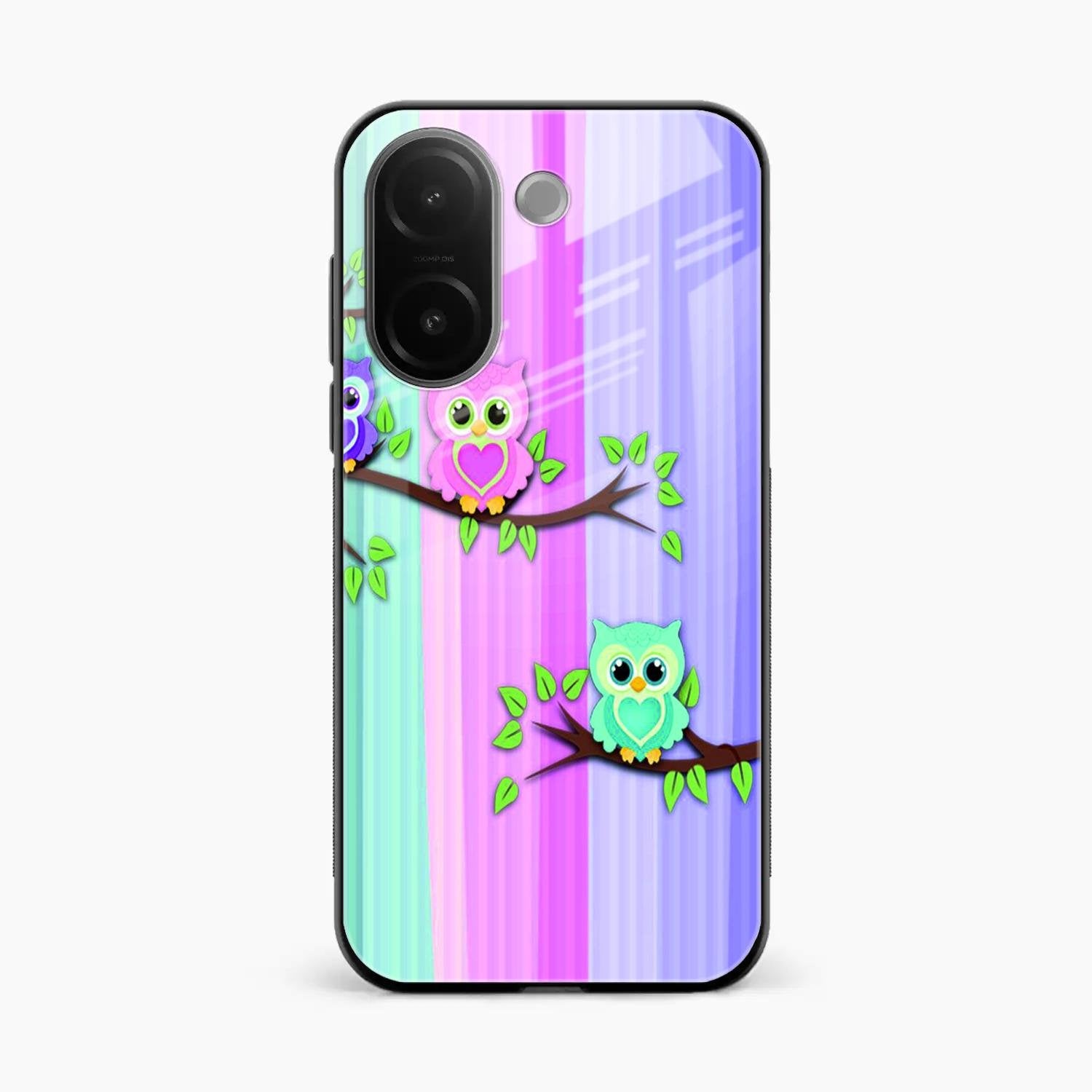 Owl Glossy Metal Case Cover For Vivo V60e 5G