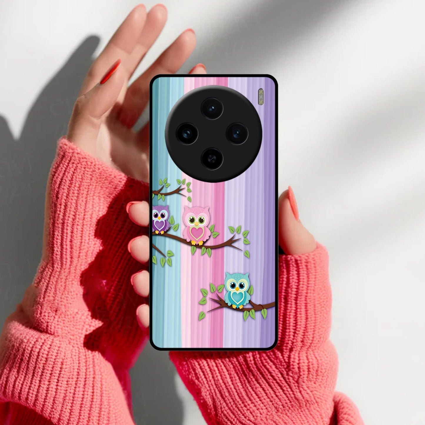 Owl Glossy Metal Case Cover For Vivo