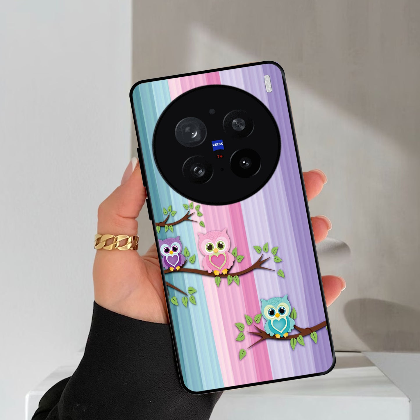 Owl Glossy Metal Case Cover For Vivo