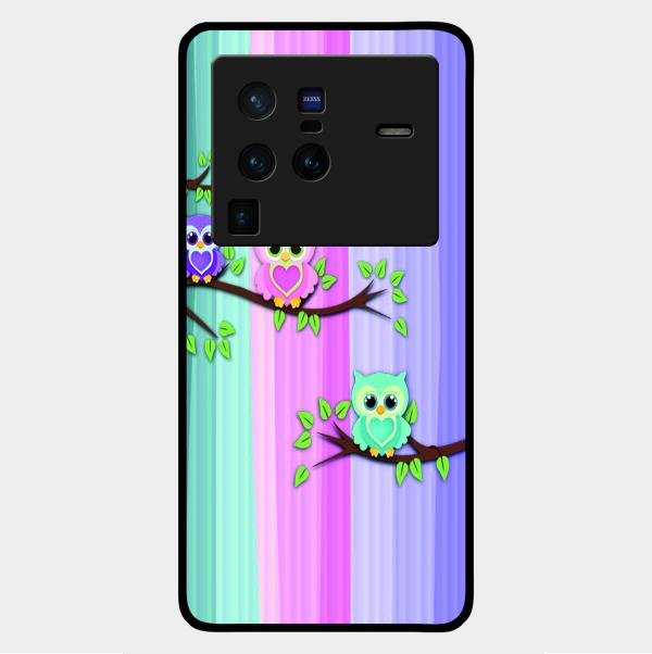 Owl Glossy Metal Case Cover For Vivo X80 Pro 5G