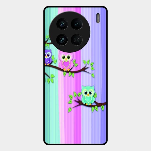 Owl Glossy Metal Case Cover For Vivo X90 Pro 5G