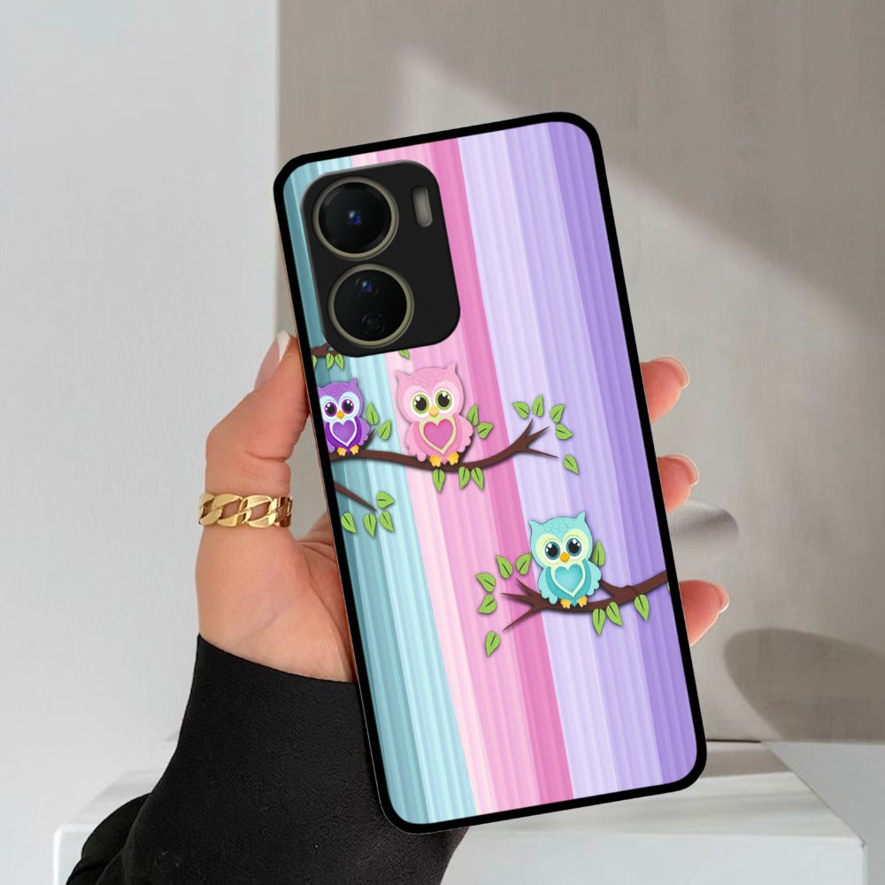 Owl Glossy Metal Case Cover For Vivo