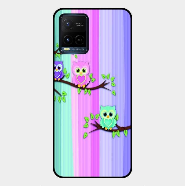 Owl Glossy Metal Case Cover For Vivo Y21G