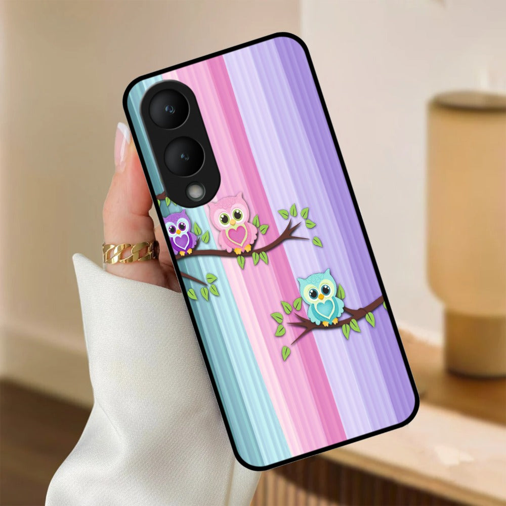 Owl Glossy Metal Case Cover For Vivo
