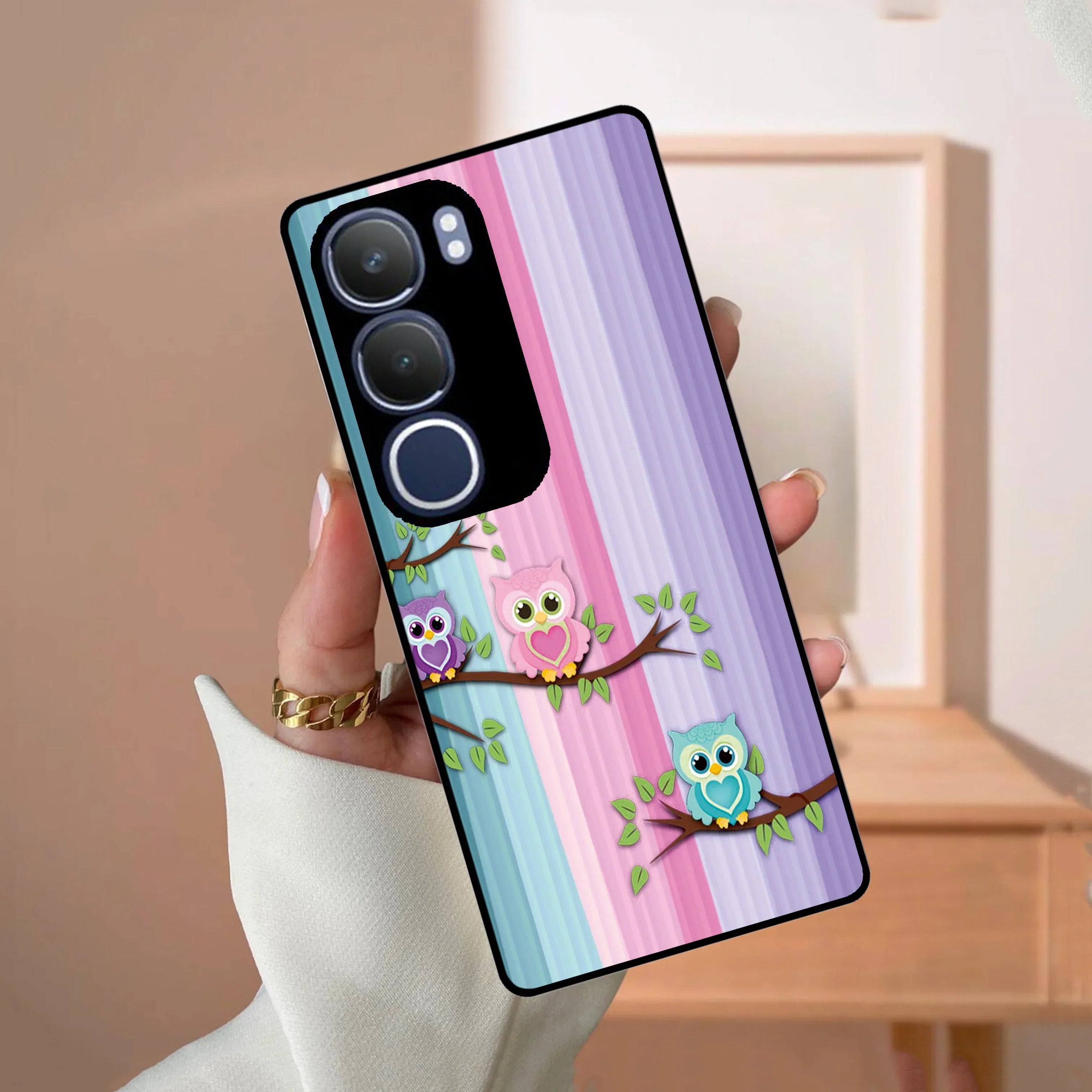 Owl Glossy Metal Case Cover For Vivo - ShopOnCliQ