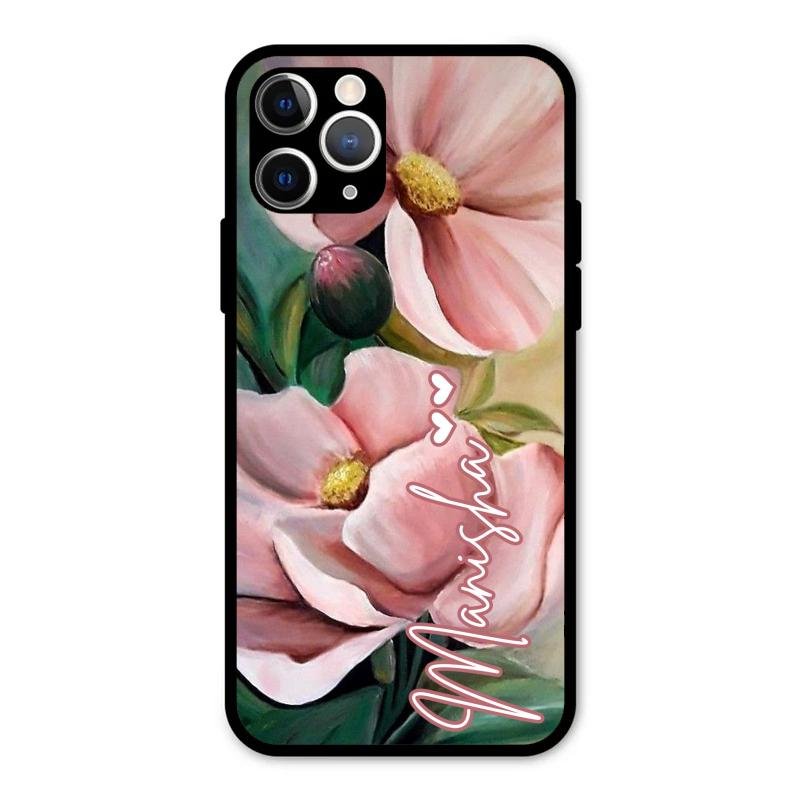 Paint Floral Poster Glass Case Cover For iPhone 11 Pro