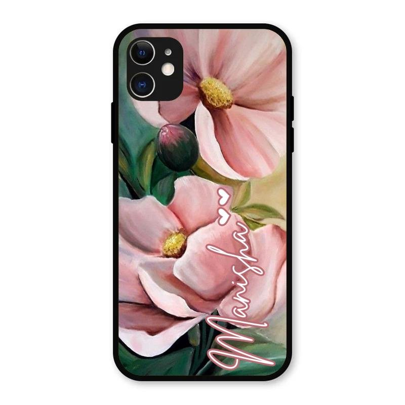 Paint Floral Poster Glass Case Cover For iPhone 11