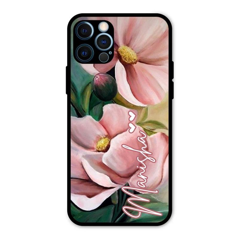 Paint Floral Poster Glass Case Cover For iPhone 12 Pro